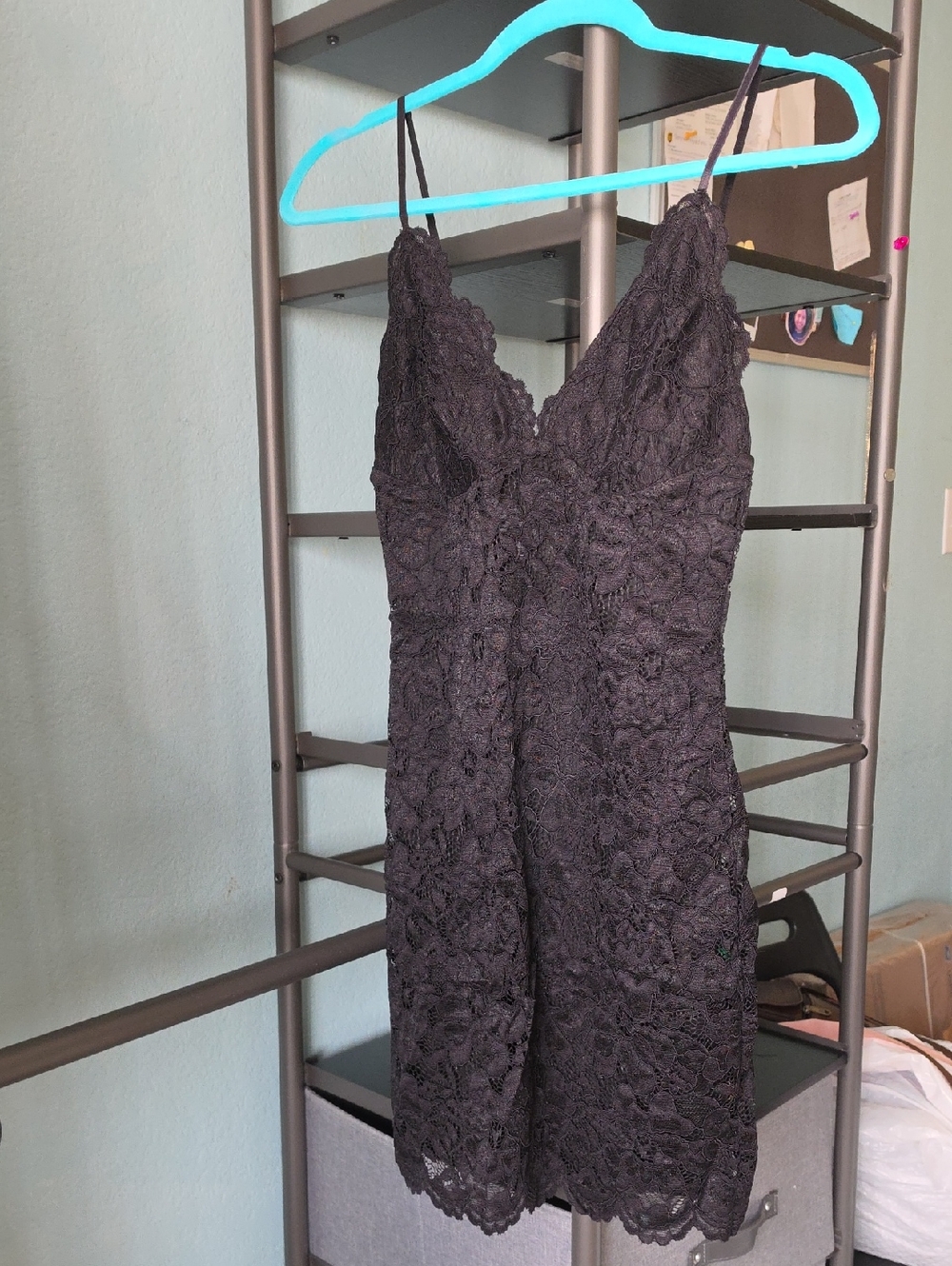 Zara Black Lace Spaghetti-Strap Dress Medium